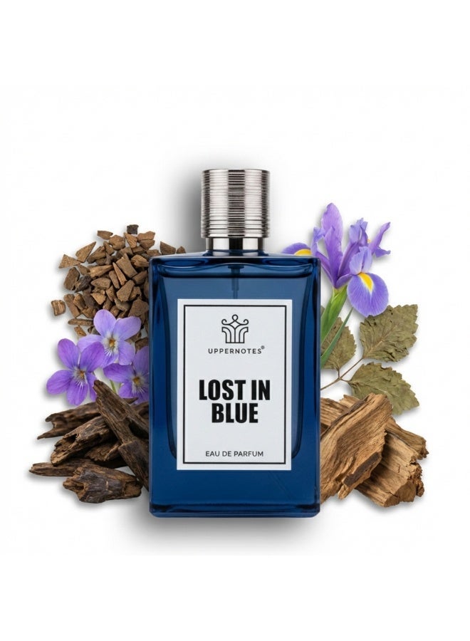 UpperNotes Lost in Blue EDP Unisex 80ml | Mandarin Iris Violet Patchouli Powdery Clean | Fresh Long Lasting Elegant Daily Fragrance UAE - Image 1